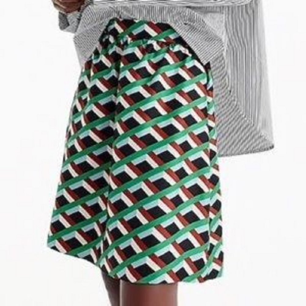 J. Crew Ratti Graphic Diamond Print Silk Skirt